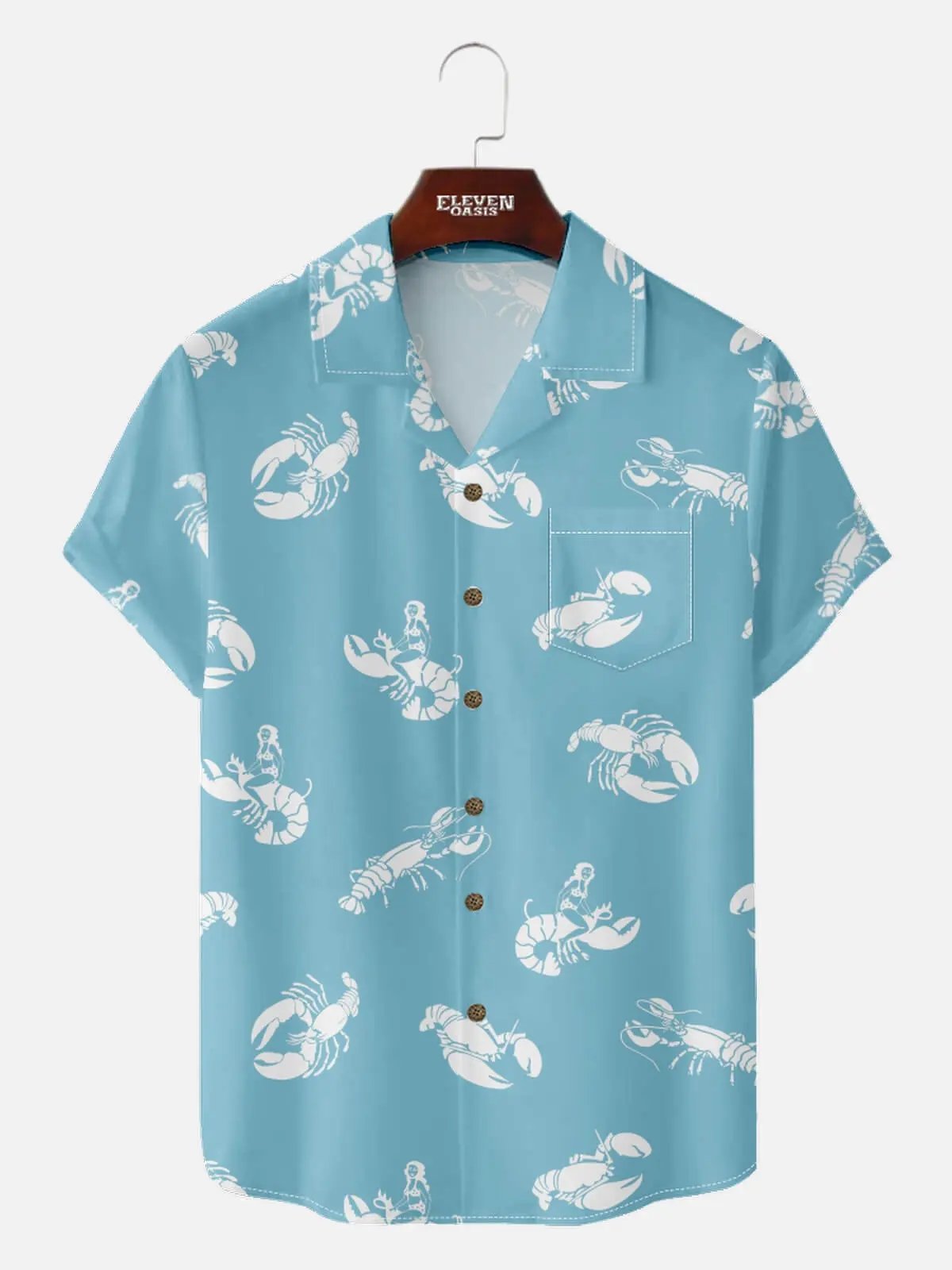 Men's Lobster Pin-Up Short Sleeve Shirt ElevenOasis