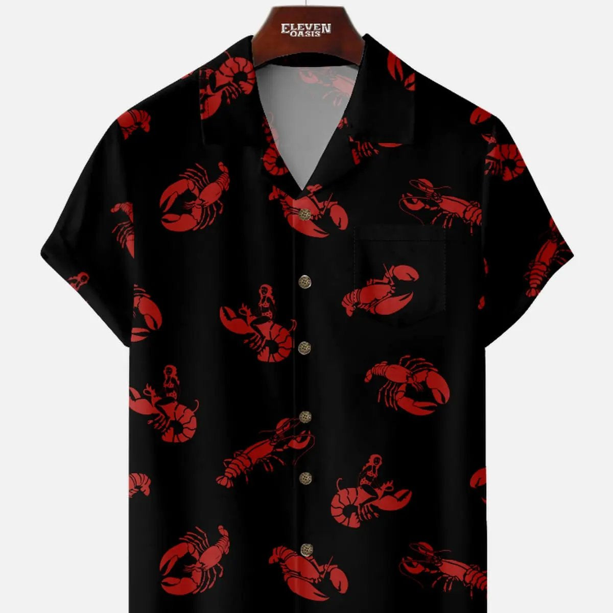 Men's Lobster Pin-Up Short Sleeve Shirt ElevenOasis