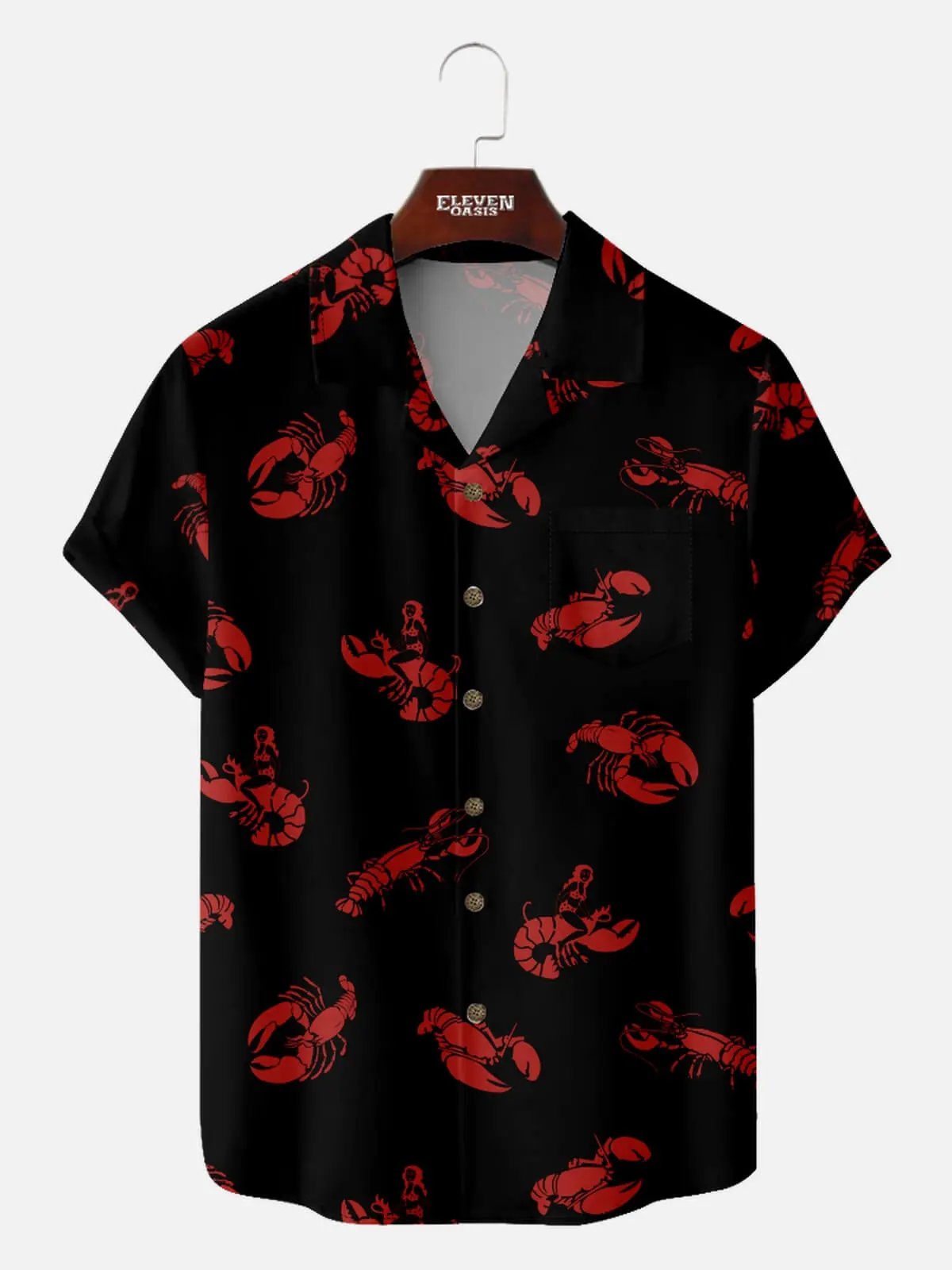 Men's Lobster Pin-Up Short Sleeve Shirt ElevenOasis