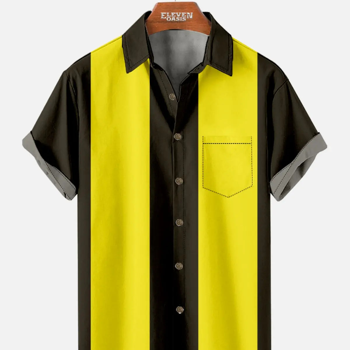 Tall Men's Basic 50s Style Bowling Short Sleeve Shirt