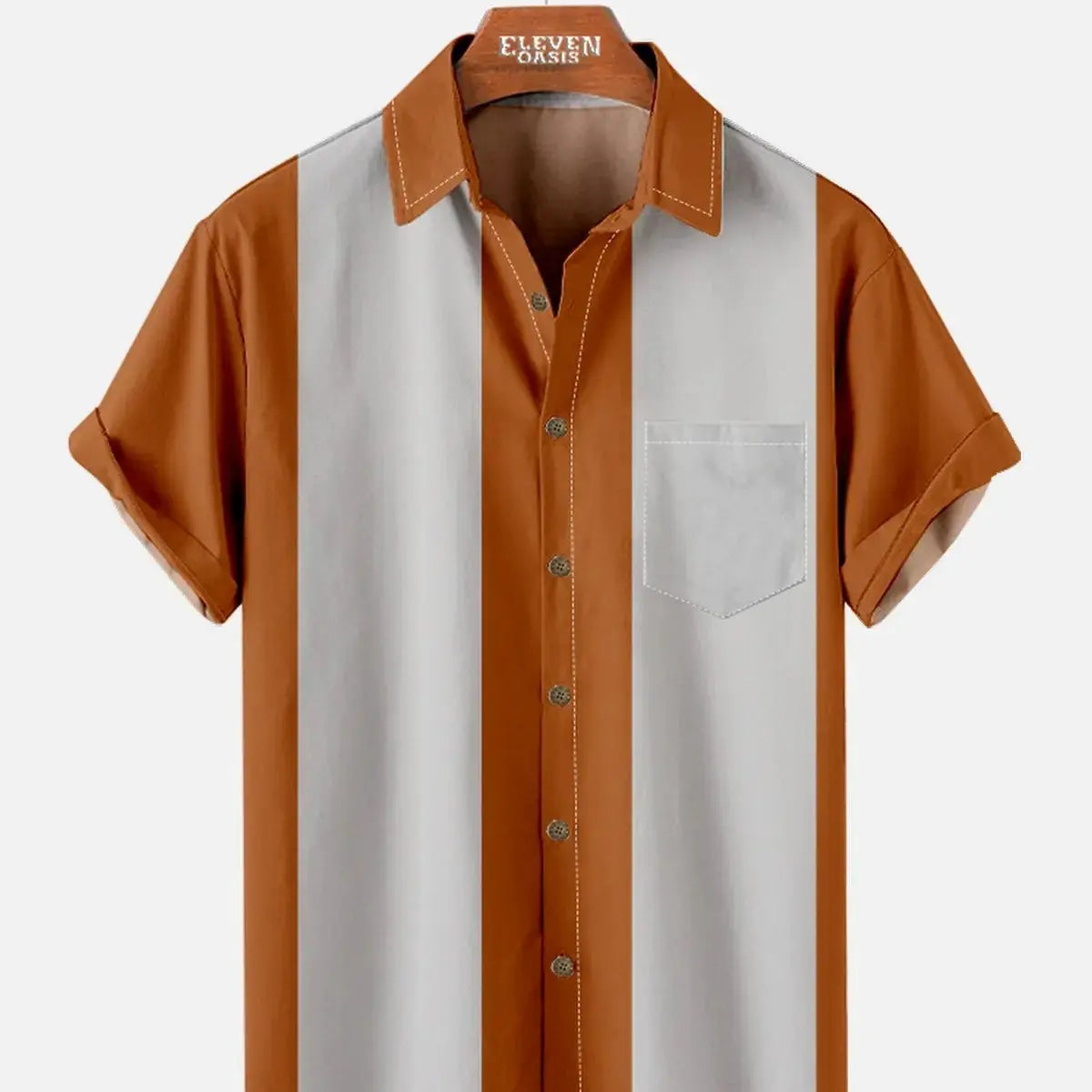 Men's Basic 50s Style Bowling Short Sleeve Shirt