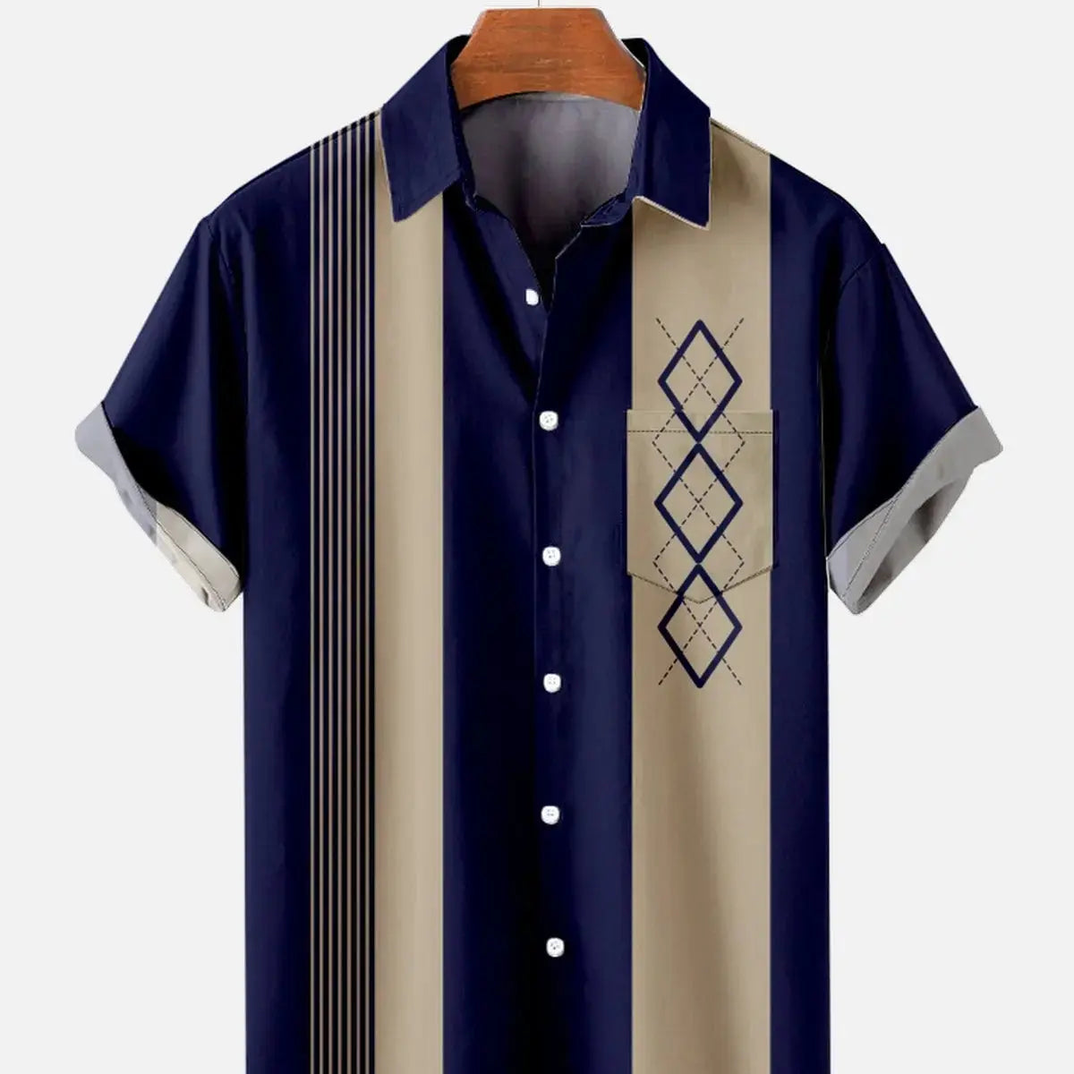 Tall Men's Mid-Century Geometric Short Sleeve Shirt ElevenOasis