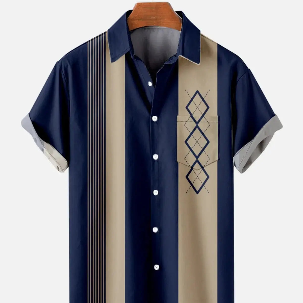 Tall Men's Mid-Century Geometric Short Sleeve Shirt ElevenOasis