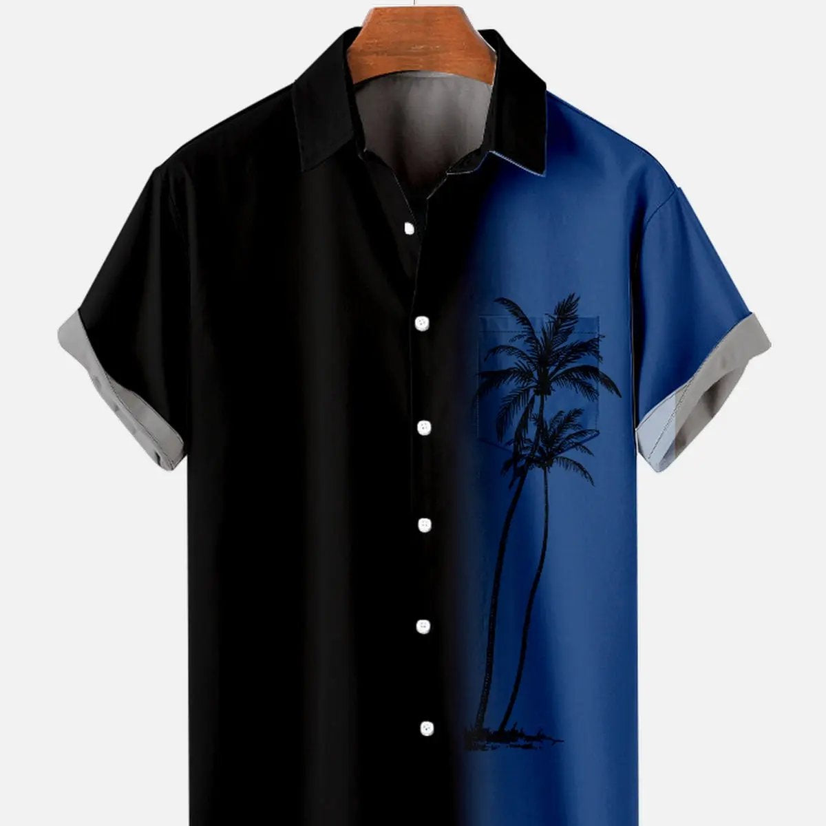 Tall Men's Gradient Palm Tree Hawaiian Short Sleeve Shirt ElevenOasis