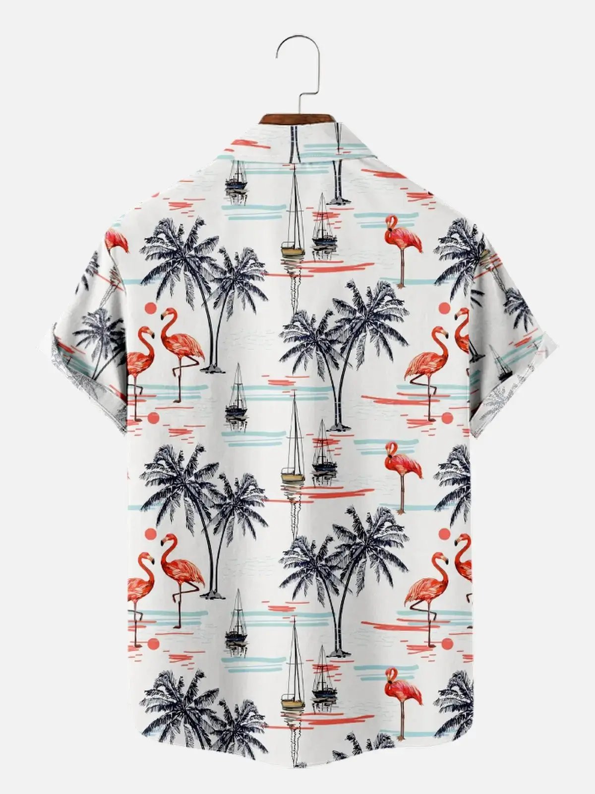 Men's Beach Flamingo Vacay Style Casual Short Sleeve Shirt ElevenOasis