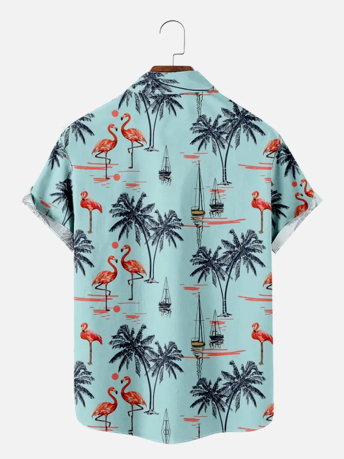 Men's Beach Flamingo Vacay Style Casual Short Sleeve Shirt ElevenOasis