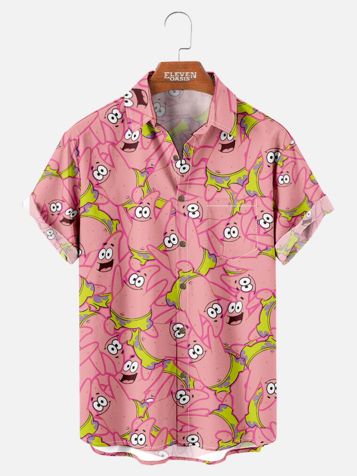 Men's Patrick Star Pattern Short Sleeve Shirt ElevenOasis