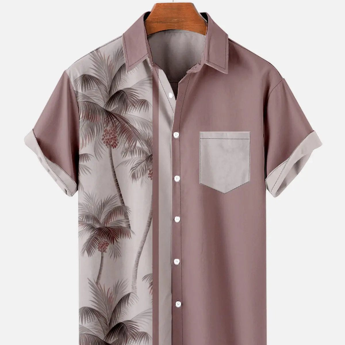 Tall Men's Coconut Tree Casual Breathable Hawaiian Short Sleeve Shirt ElevenOasis