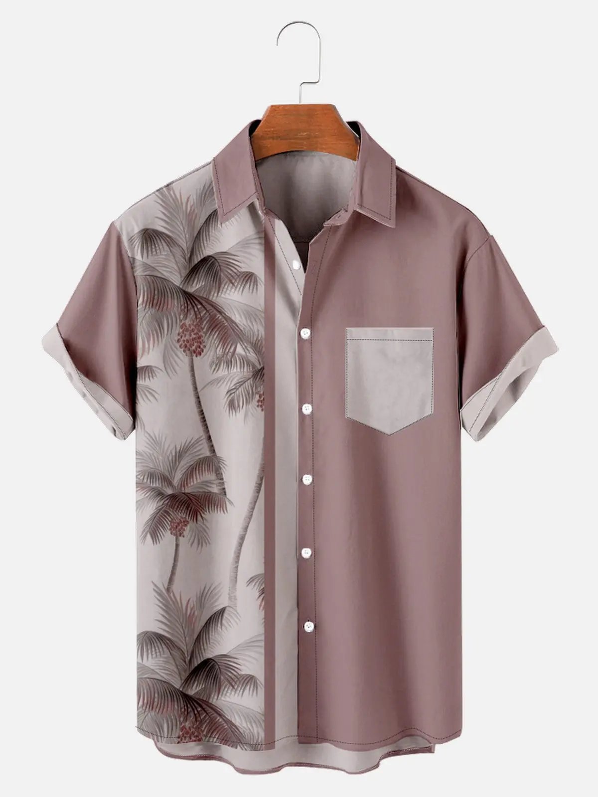 Tall Men's Coconut Tree Casual Breathable Hawaiian Short Sleeve Shirt ElevenOasis