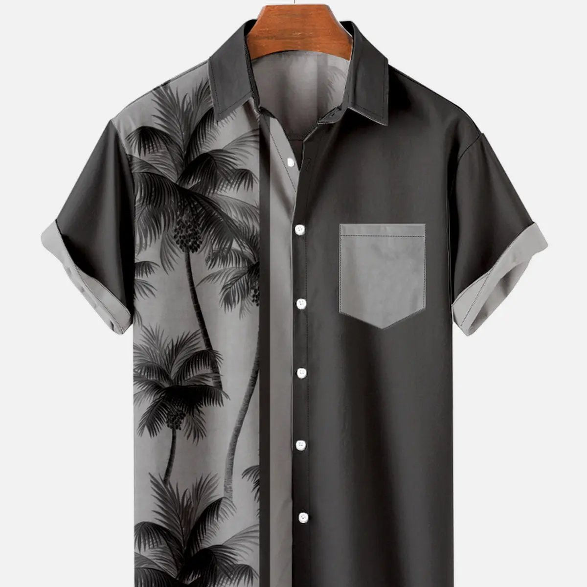 Tall Men's Coconut Tree Casual Breathable Hawaiian Short Sleeve Shirt ElevenOasis