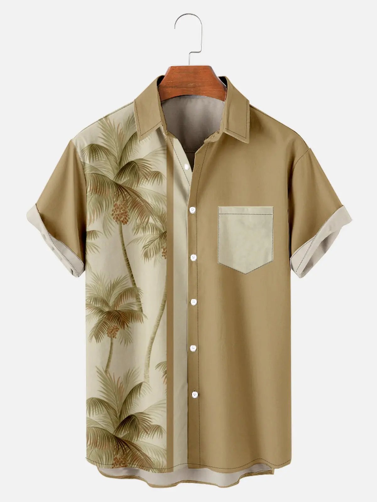 Tall Men's Coconut Tree Casual Breathable Hawaiian Short Sleeve Shirt ElevenOasis