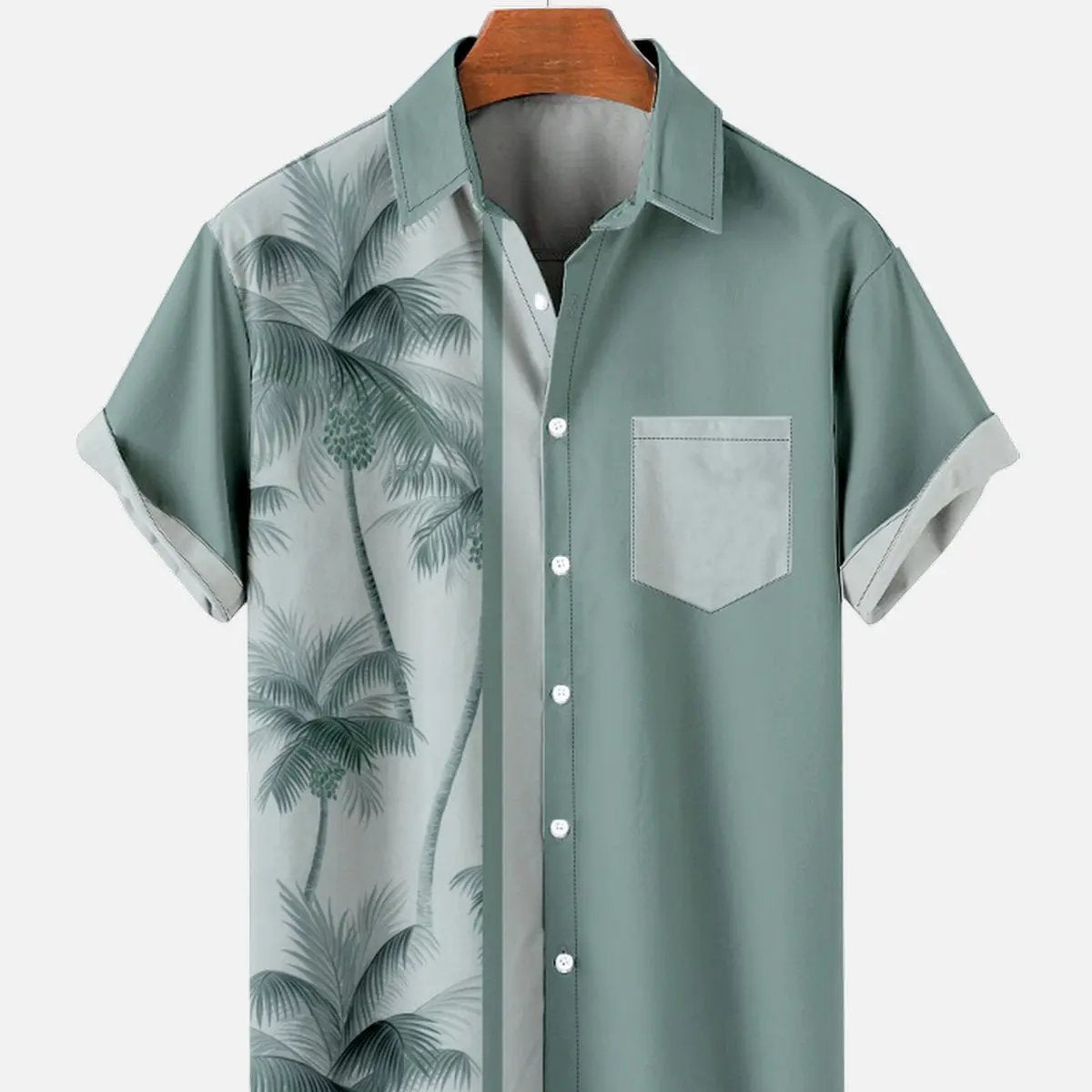 Tall Men's Coconut Tree Casual Breathable Hawaiian Short Sleeve Shirt ElevenOasis