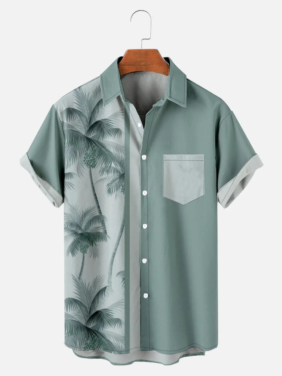 Tall Men's Coconut Tree Casual Breathable Hawaiian Short Sleeve Shirt ElevenOasis