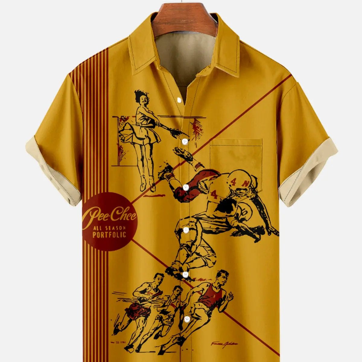 Tall Men's Pee Chee Folder Front and Back Cover Nostalgia Short Sleeve Shirt ElevenOasis