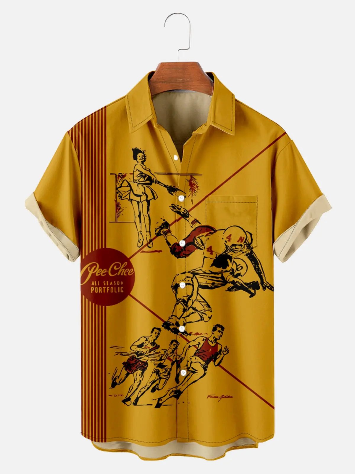 Tall Men's Pee Chee Folder Front and Back Cover Nostalgia Short Sleeve Shirt ElevenOasis