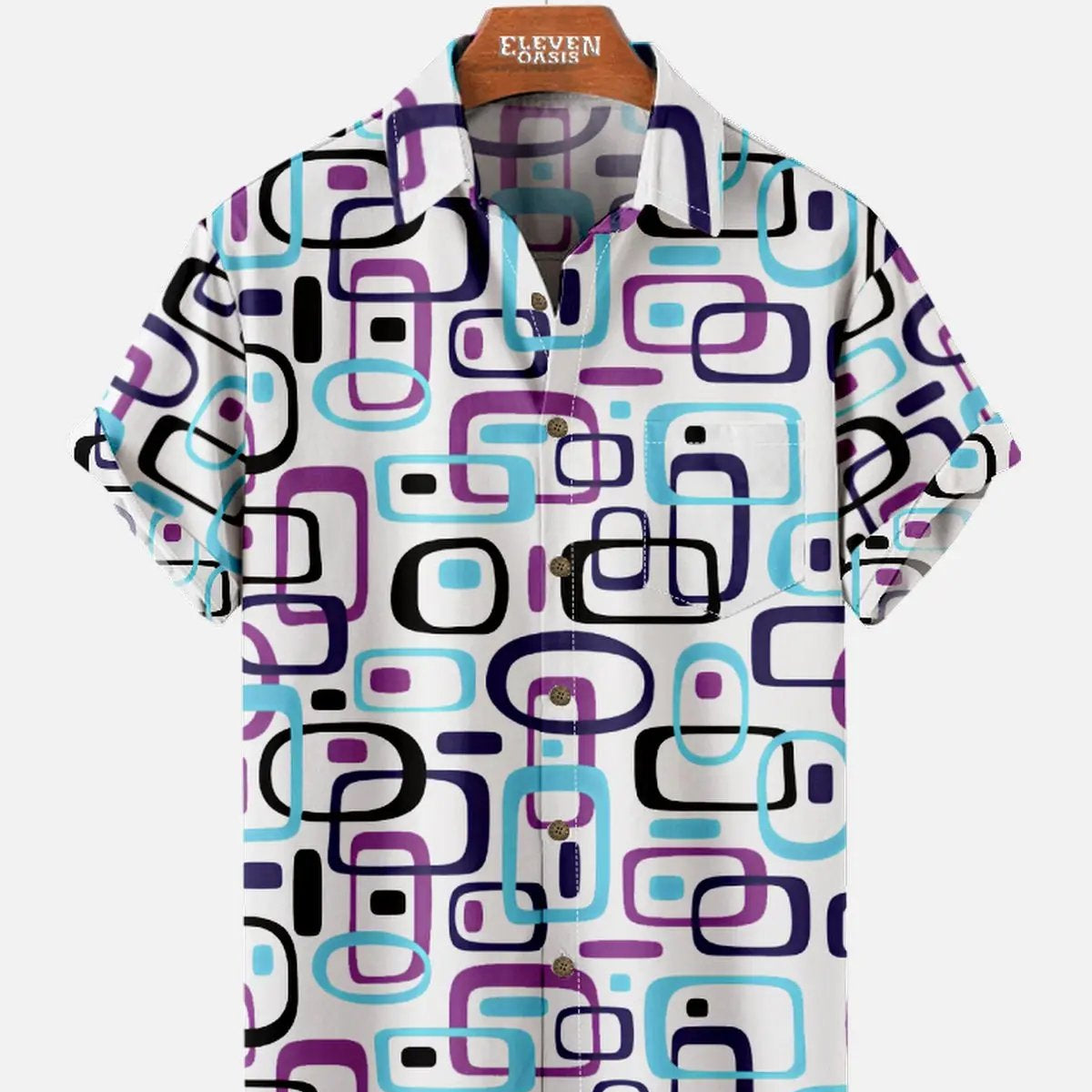 Men's Iconic 70s Pattern Short Sleeve Shirt ElevenOasis