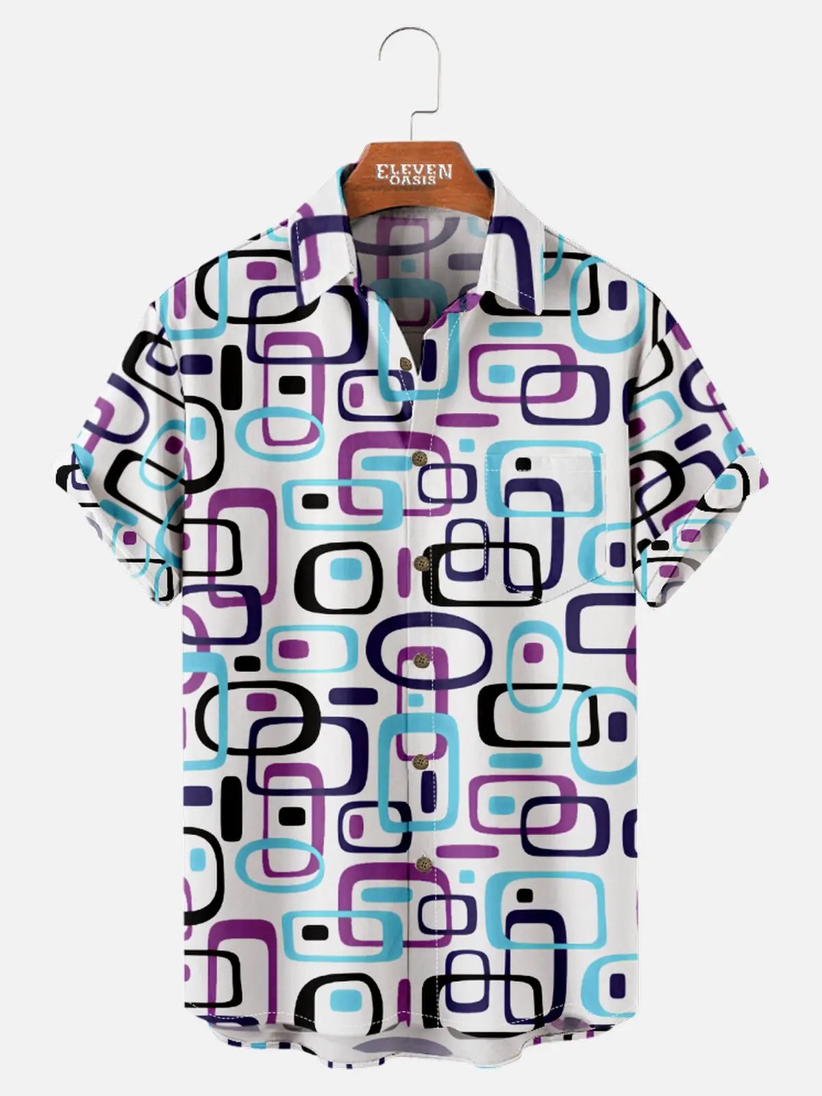 Men's Iconic 70s Pattern Short Sleeve Shirt ElevenOasis