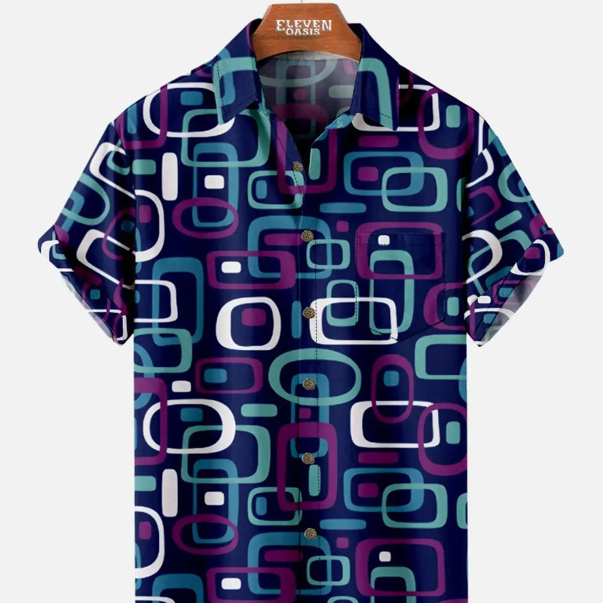 Men's Iconic 70s Pattern Short Sleeve Shirt ElevenOasis