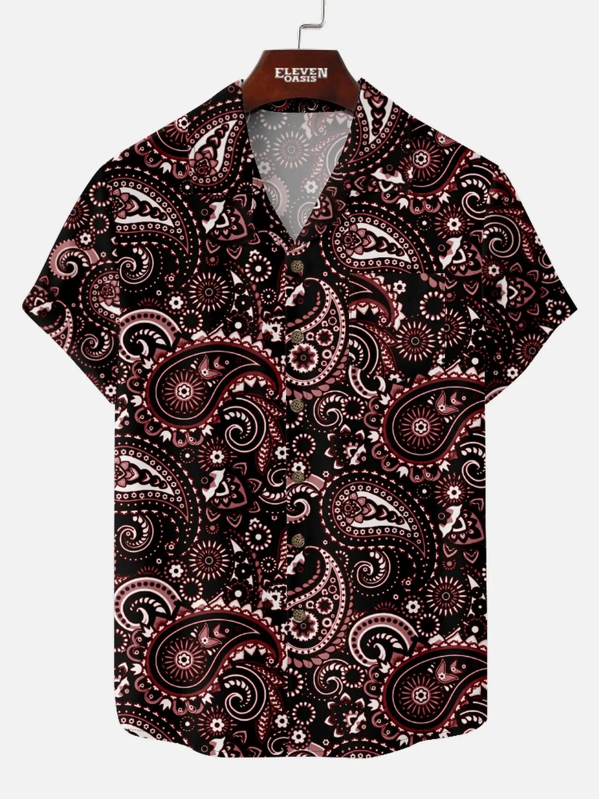 Men's Classic Bandana Paisley Short Sleeve Shirt - Cosmo Kramer Wardrobe Eleven Oasis
