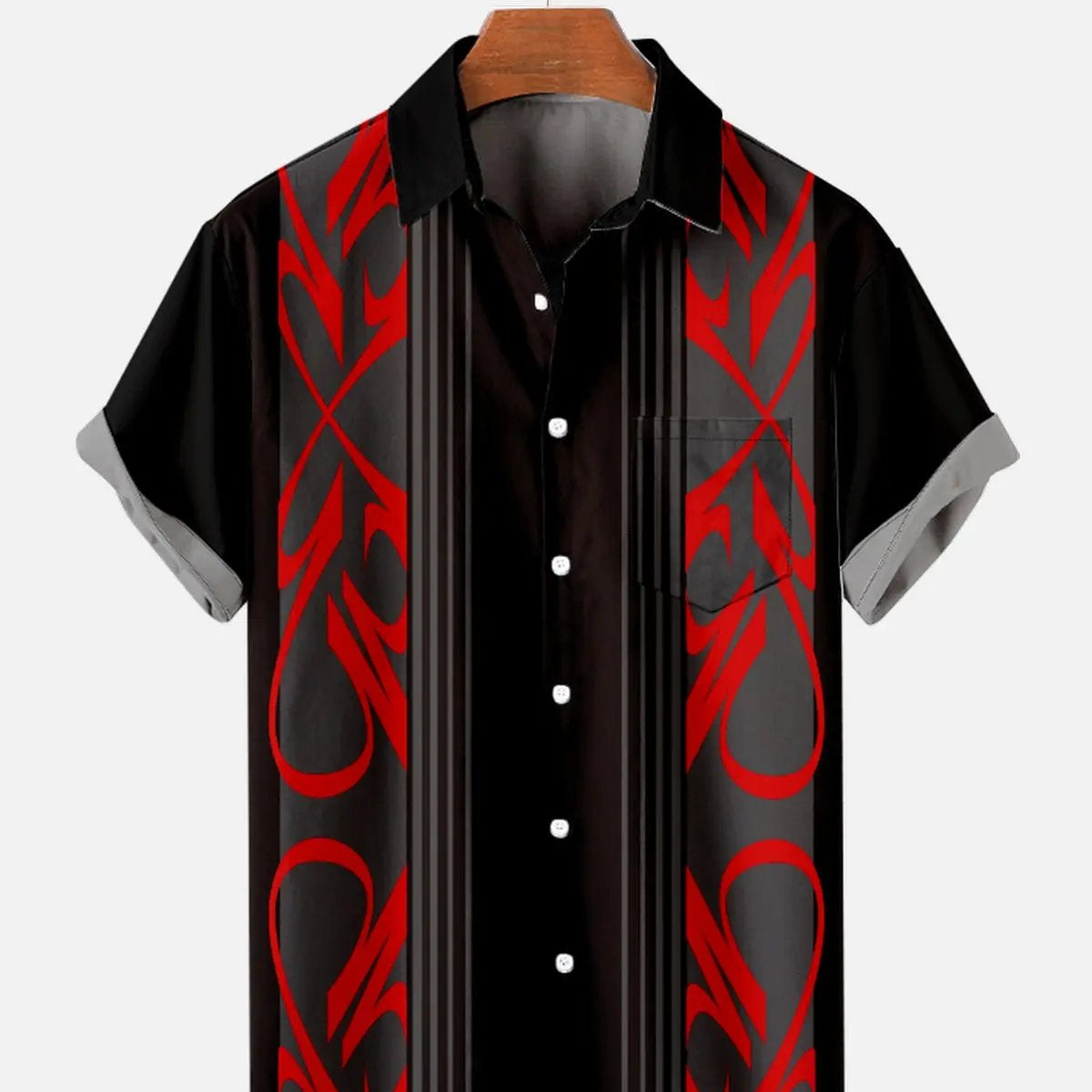 Tall Men's Racing Stripe Geometric Short Sleeve Shirt ElevenOasis