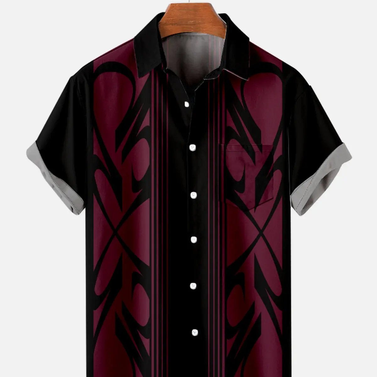 Tall Men's Racing Stripe Geometric Short Sleeve Shirt