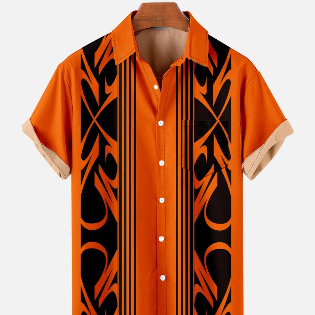 Tall Men's Racing Stripe Geometric Short Sleeve Shirt ElevenOasis
