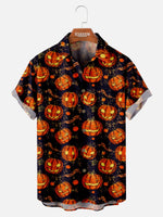Tall Men's Jack-O'-Lantern Halloween Short Sleeve Shirt ElevenOasis