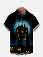 Tall Men's Haunted House Halloween Short Sleeve Shirt Eleven Oasis