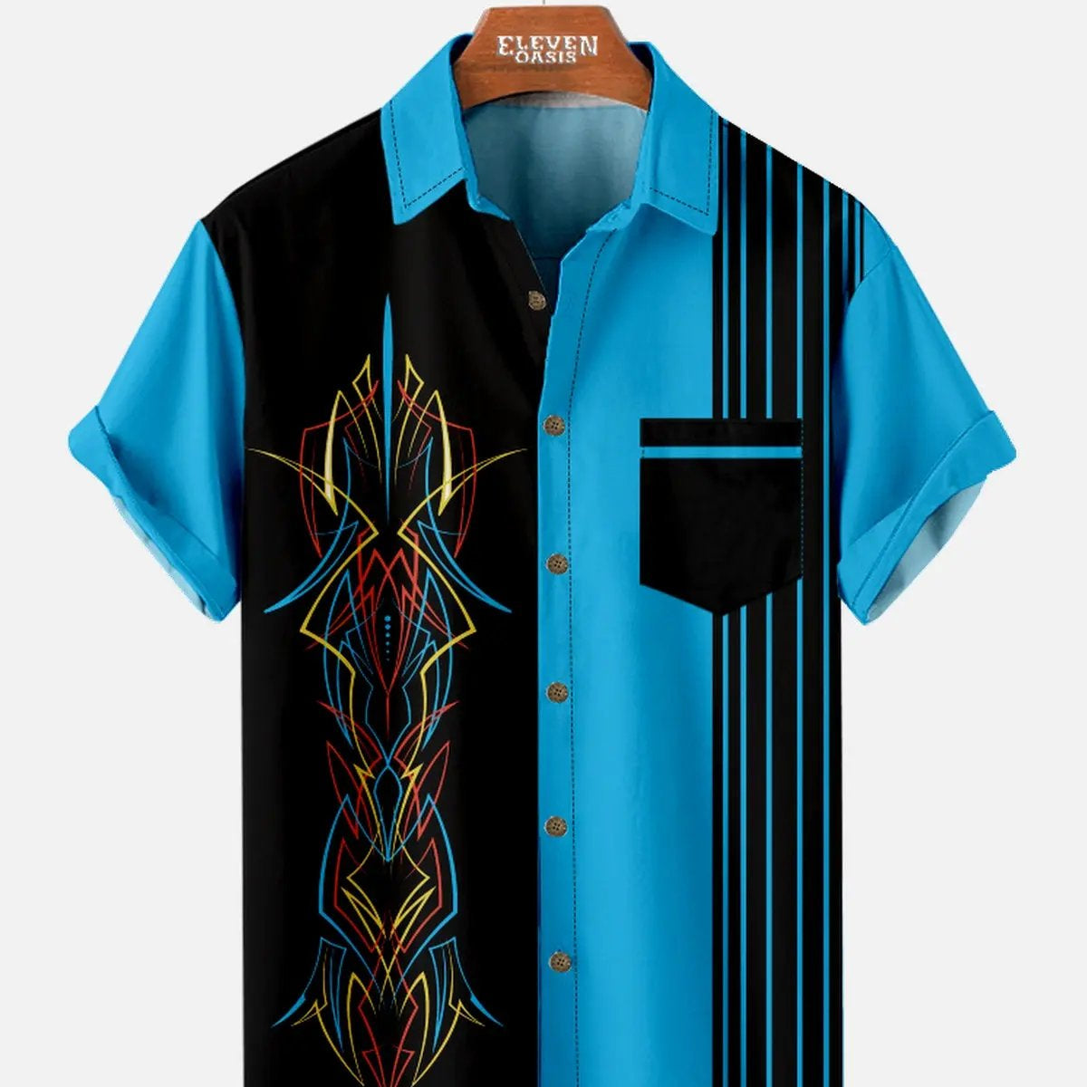 Men's Automotive Stripe Short Sleeve Shirt ElevenOasis