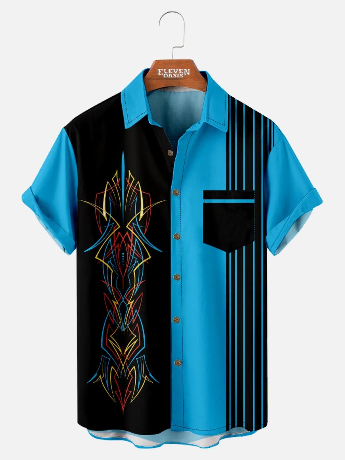 Men's Automotive Stripe Short Sleeve Shirt ElevenOasis