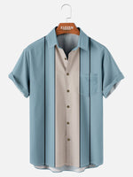 Men's Classic Striped Bowling Style Short Sleeve Shirt Eleven Oasis