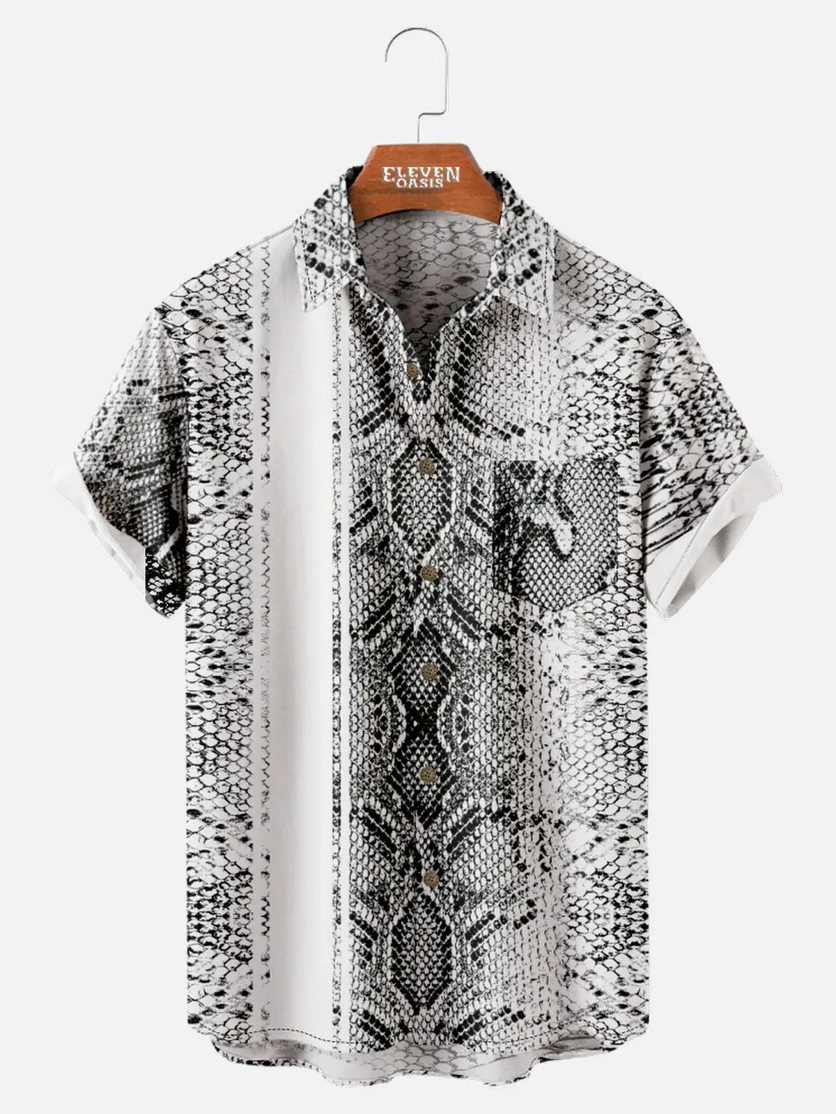 Men's Python Skin Short Sleeve Shirt ElevenOasis