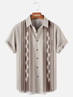 Men's Retro Diamond Stripe Bowling Short Sleeve Shirt Eleven Oasis
