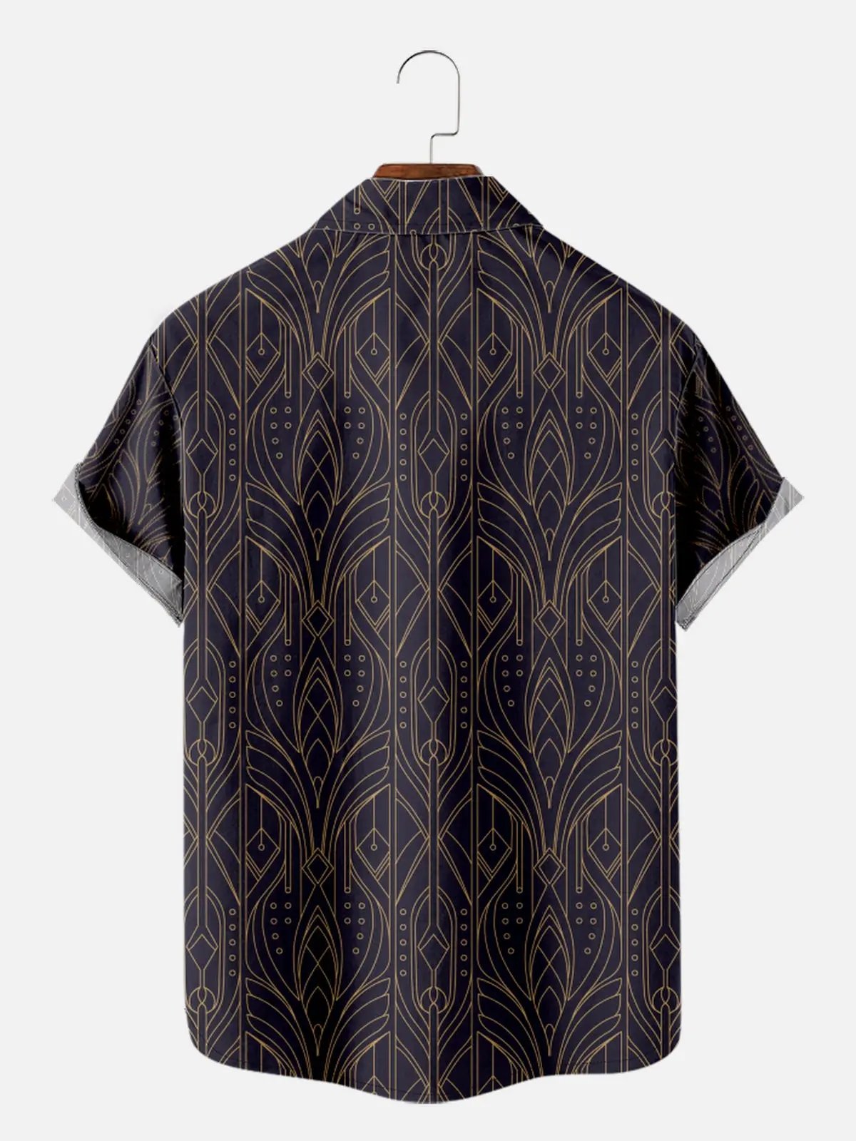 Tall Men's Art Deco Gatsby Pattern Short Sleeve Shirt ElevenOasis