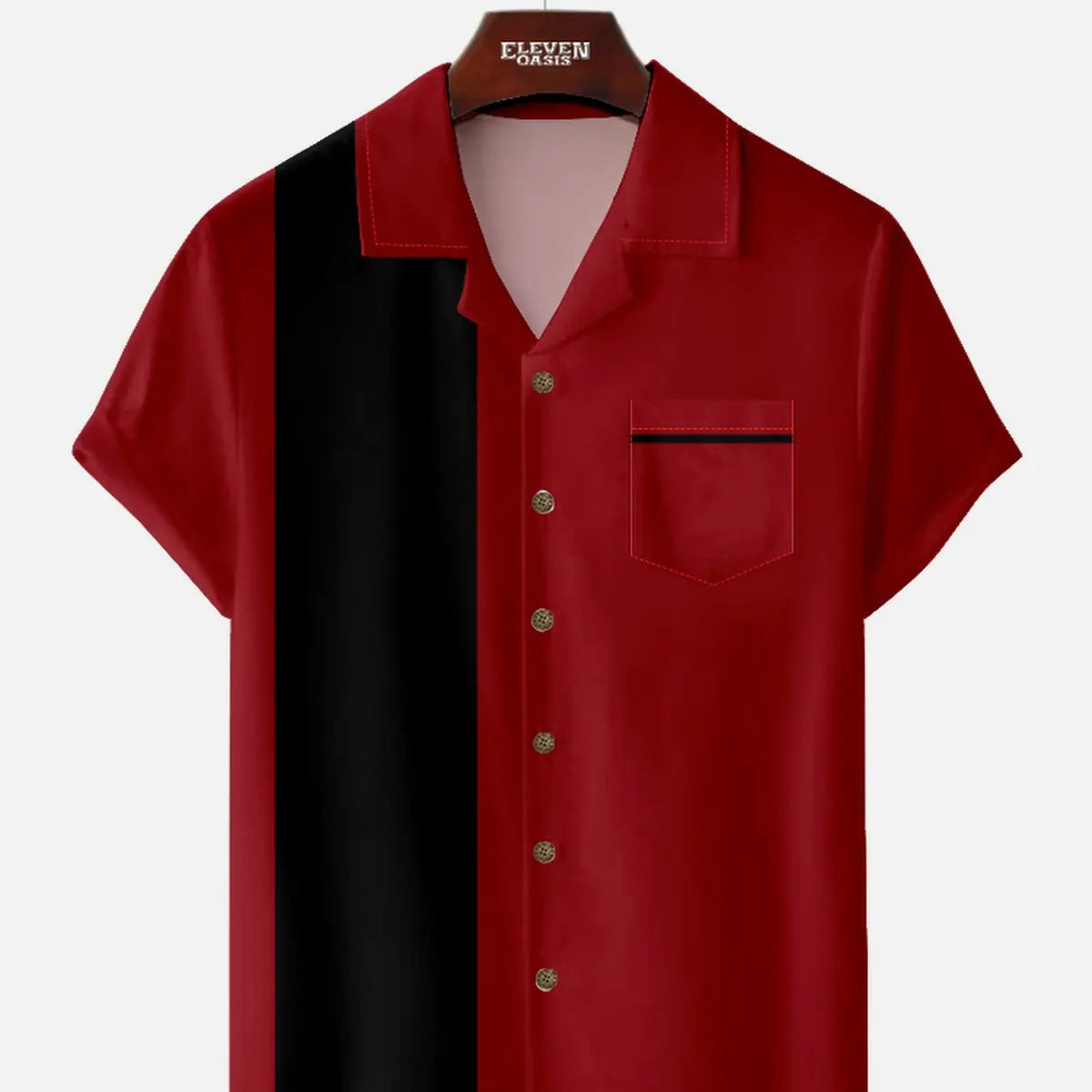 Men's Color Block Panel Short Sleeve Shirt ElevenOasis