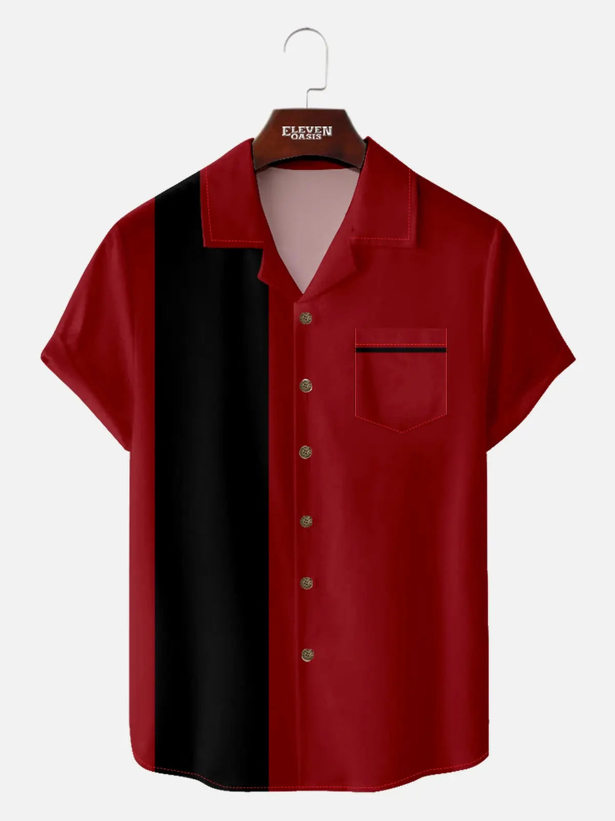 Men's Color Block Panel Short Sleeve Shirt ElevenOasis