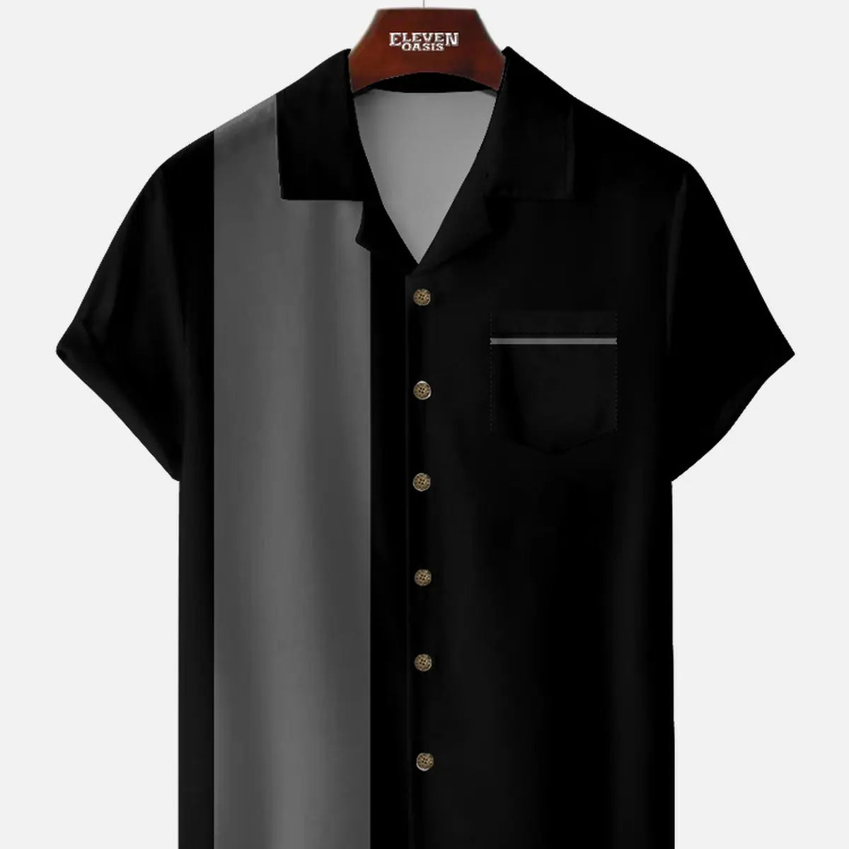 Men's Color Block Panel Short Sleeve Shirt ElevenOasis