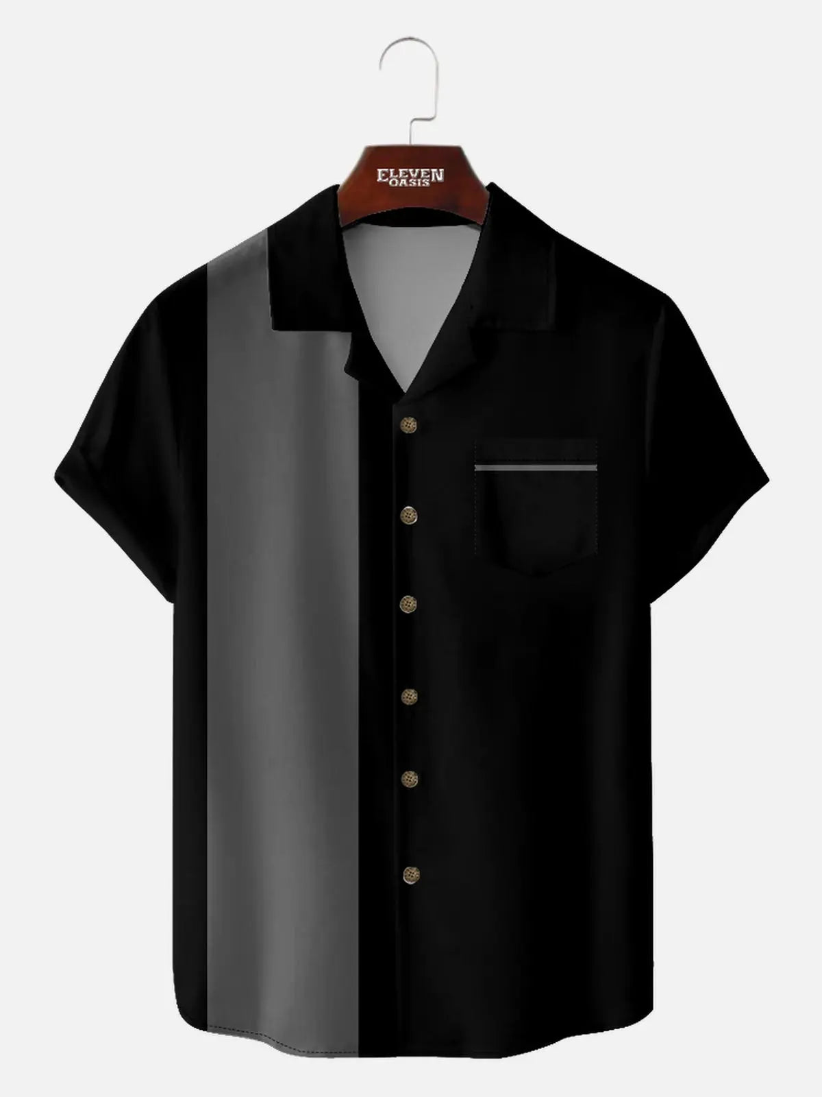 Men's Color Block Panel Short Sleeve Shirt ElevenOasis