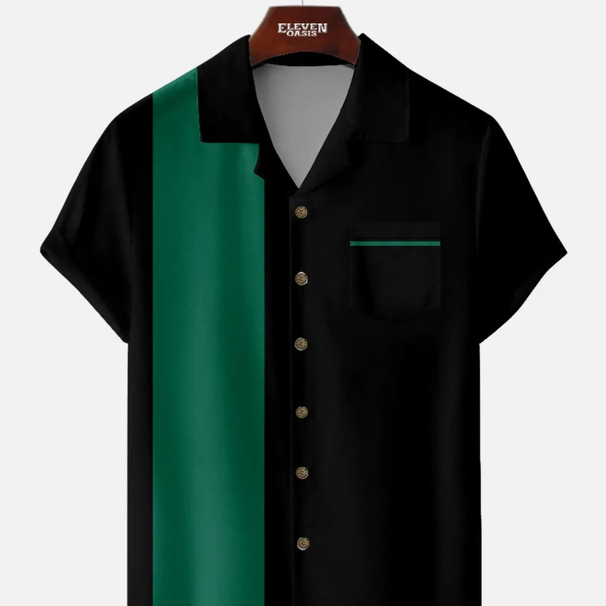 Men's Color Block Panel Short Sleeve Shirt ElevenOasis