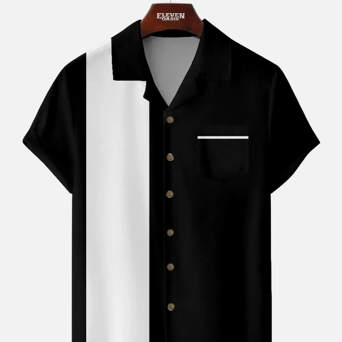 Men's Color Block Panel Short Sleeve Shirt ElevenOasis