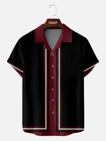 Men's Classic Vertical Stripe Bowling Short Sleeve Shirt Eleven Oasis