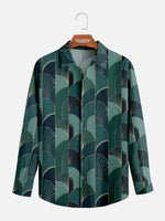Men's Art Deco Fan Pattern Long Sleeve Shirt Eleven Oasis