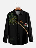 Men's Merry Christmas Palm Tree Long Sleeve Shirt Eleven Oasis