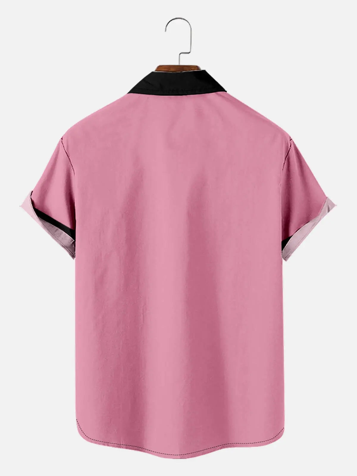 Men's Classic Customizable Bowling Style Spread Collar Short Sleeve Shirt ElevenOasis