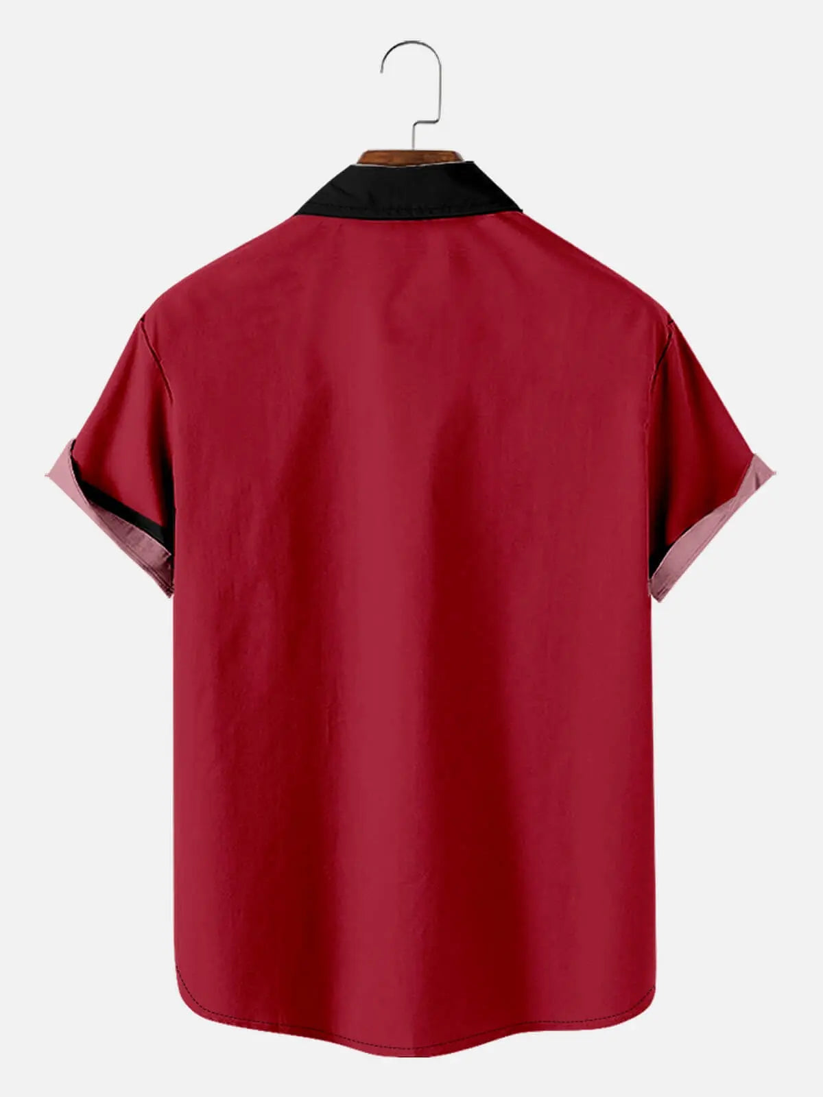 Men's Classic Customizable Bowling Style Spread Collar Short Sleeve Shirt ElevenOasis