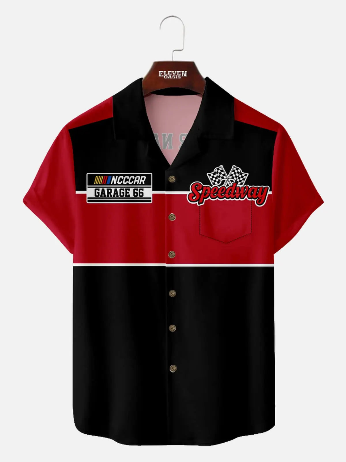 Men's Custom Garage 66 Racing Panel Design Short Sleeve Shirt Eleven Oasis
