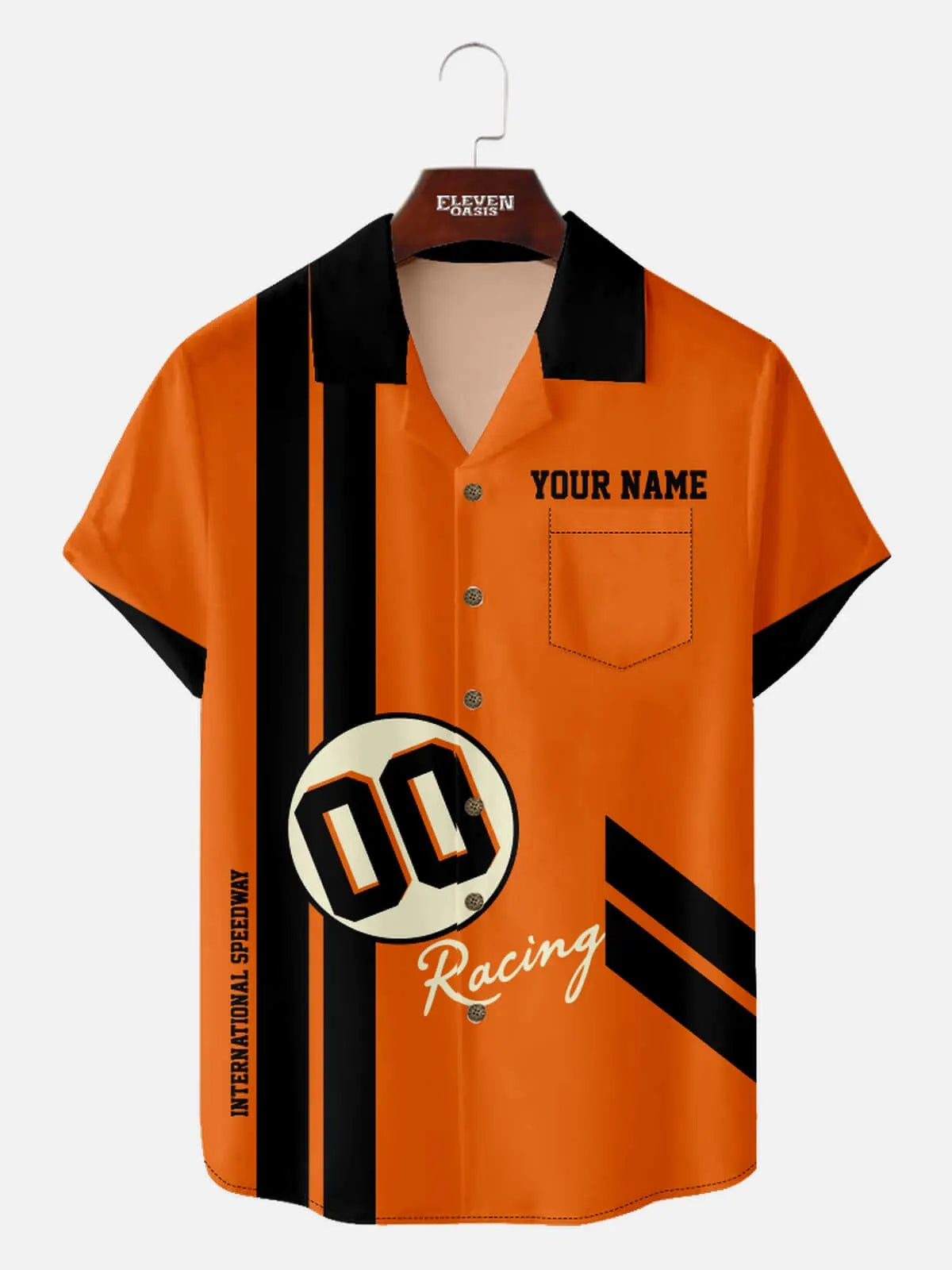 Tall Men's Custom Racing Stripes & Number Short Sleeve Shirt Eleven Oasis
