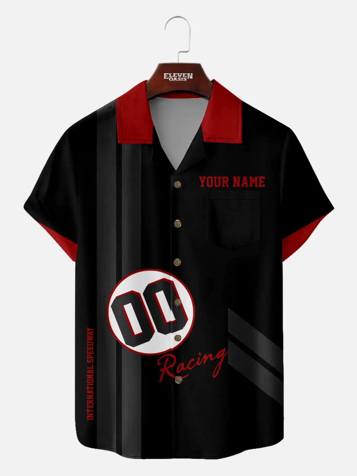 Tall Men's Custom Racing Stripes & Number Short Sleeve Shirt Eleven Oasis