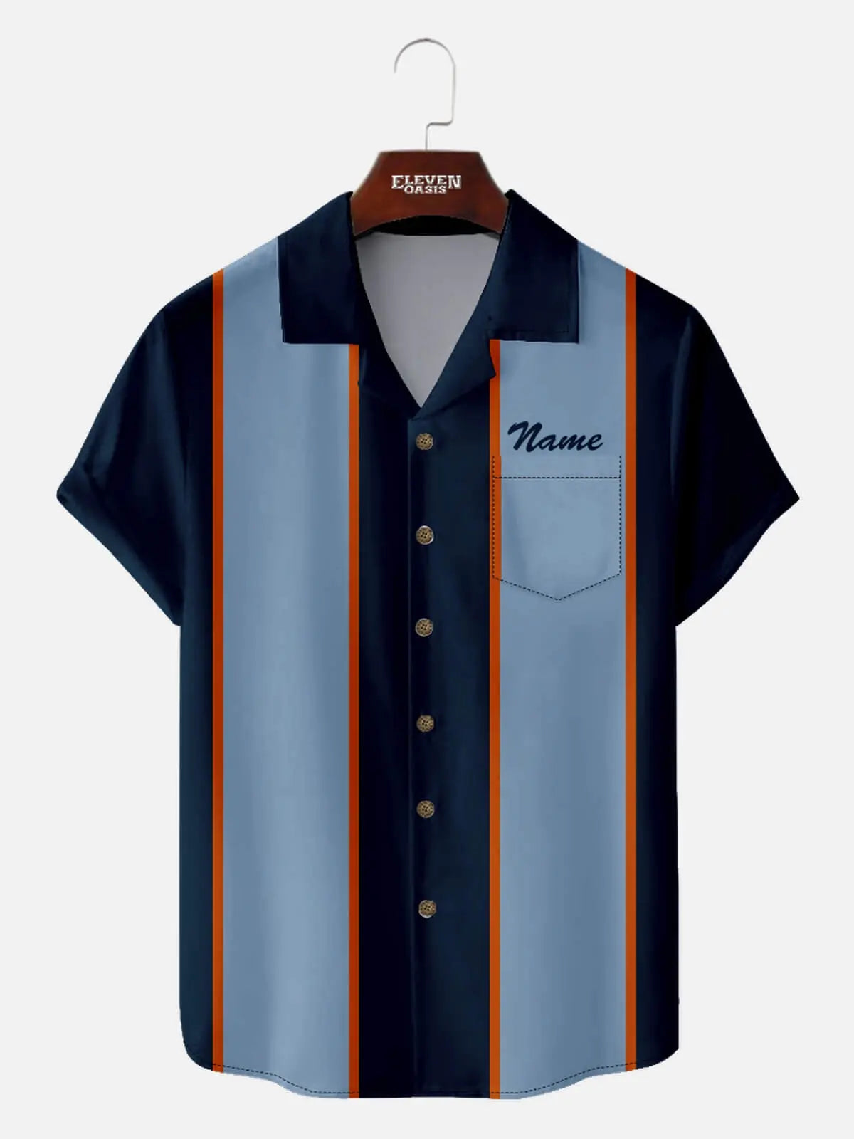 Men's Customizable Striped Short Sleeve Shirt Eleven Oasis