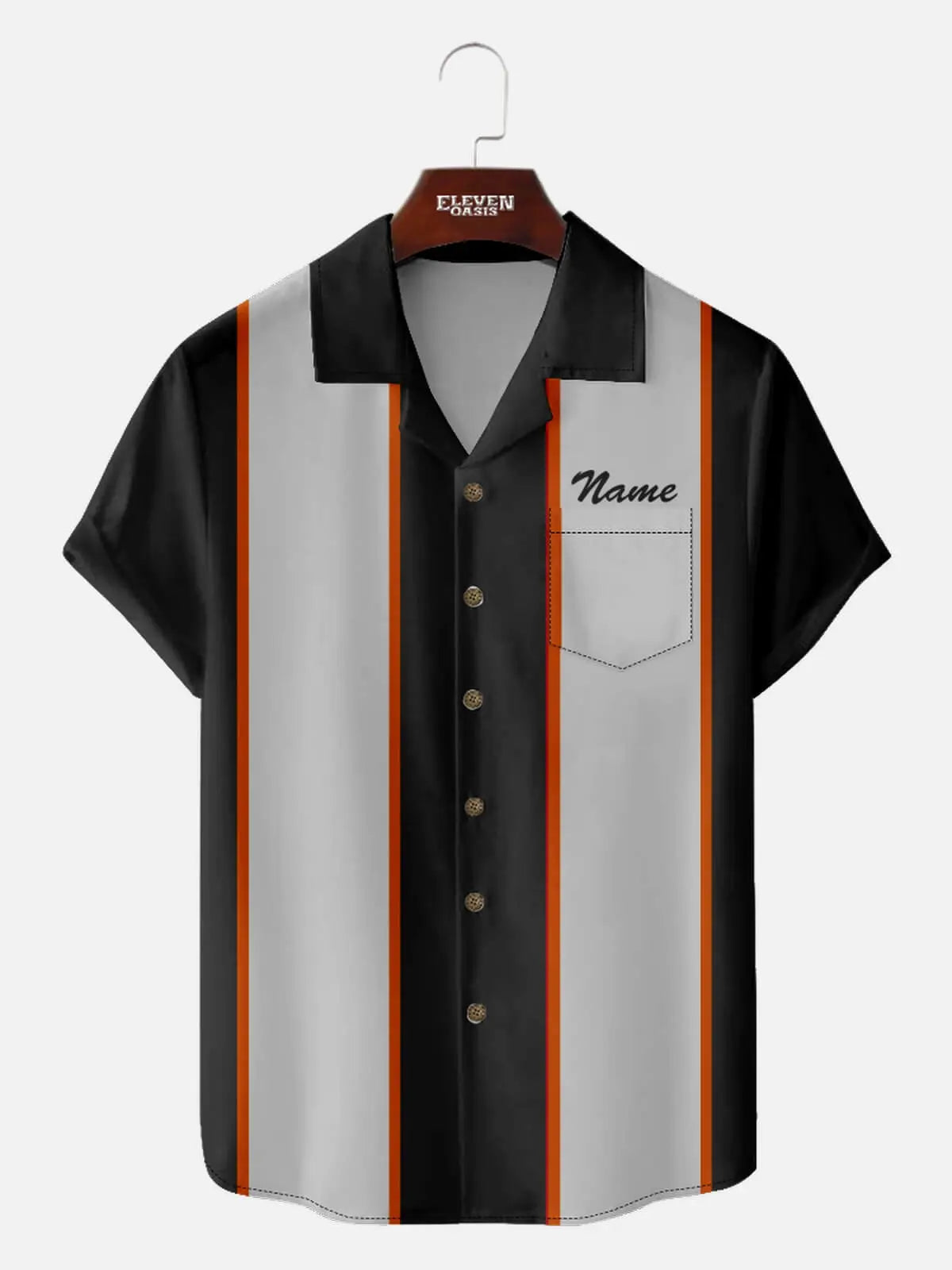 Men's Customizable Striped Short Sleeve Shirt Eleven Oasis